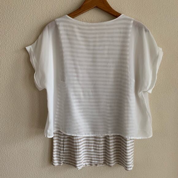 Bellatrix striped tank with sheer overlay blouse - Picture 2 of 7